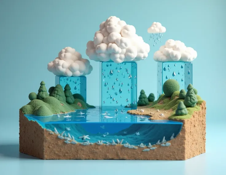  Stackable Water Cycle Cubes :  Cubes that represent the different stages of the water cycle with different textures ( fluffy for clouds ,  bright for rain , rough for the earth ).  By stacking them in the correct order ,  ren form the complete cycle .  Th...