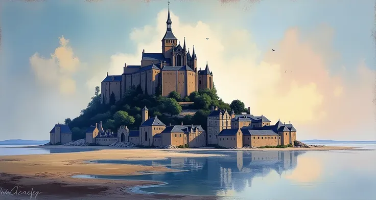 masterpiece，Paintings that look like masterpieces ，masterpieceのように見える印象派にインスパイアされた ，  Mont-Saint-Michel