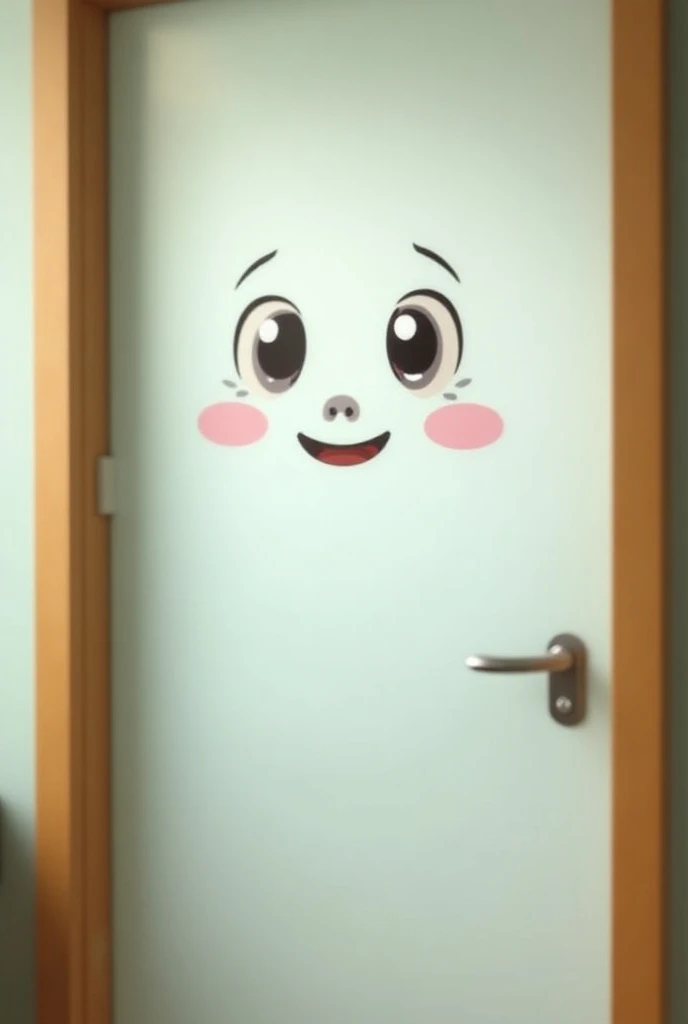 Frosted glass animated with face for daycare ren