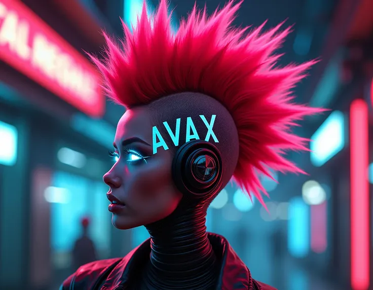 A red pixel mohawk with AVAX written on it