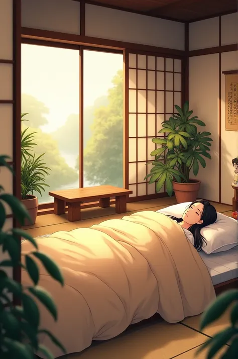 Image of a comfortable japanese bed room
