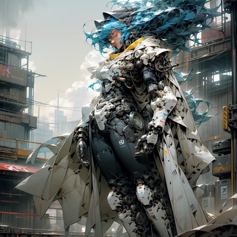 black mecha ，mechanical, high resolution on down,  blue additional color , beastly violence,cable,thunder,vapor,whole body、 radial form、 look up at the sky、Floating、Lunar Surface、Looking at the Earth 、solo, Four-legged mecha 、 girl wearing machine armor、 m...