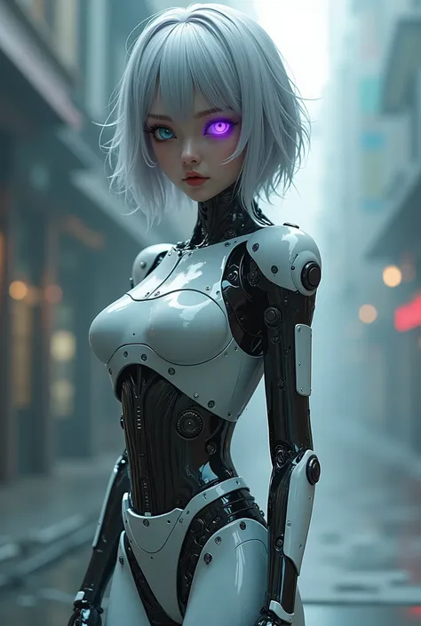 masterpiece, (Photorealsitic:1.4), Raw photo, Cyborg  made of Mechanical, Mechanical Body, silver hair, radiant skin, 1 Cyborg Girl, ((super realistic details)), global　illumination, Shadow, octan render, 8k, ultrasharp, character edge light,  tits, Detail...