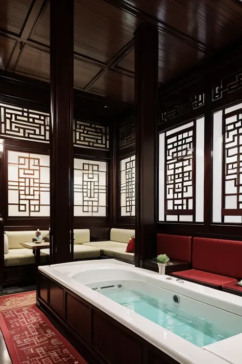  Comfortable luxurious living room, Clean and bright bathroom ,Chinese-style restaurant 