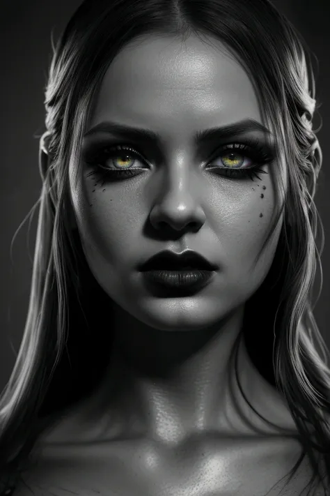 A sexy ultra-detailed hellish nurse, black lips, beautiful detailed eyes, beautiful detailed lips, extremely detailed face, long eyelashes, intricate details, full body view, dark moody lighting, cinematic lighting, dark fantasy, horror, photorealistic, 8k...