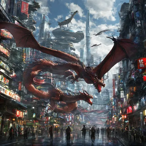 sci-fi /Sci-fi concept art / sci-fi movies, concept art,Flying Dragon,tokyo