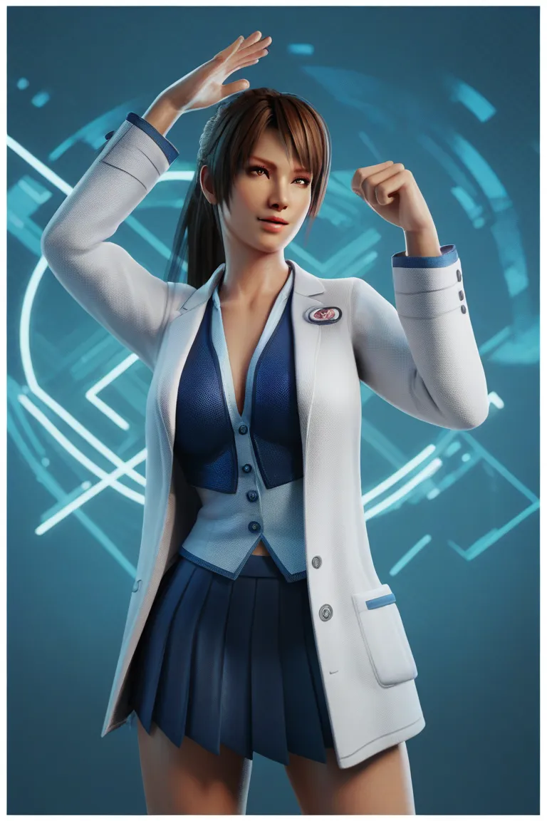 score_9, score_8_up, score_8_up, btimmsketch, 
1girl, doa nico,  nico, lab coat, blazer, pleated skirt, laboratory, 
pin-up pose...