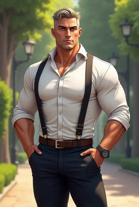 William Adler, solo,  mature man , only,  Muscular man, (Outside:1.3), (posing:1.3), ( soft shading), 4K,  high definition, (( detailed face, detailed глаза, detailed)), ( full body ), от zackary911, by zaush, (by Personalami:0.5),  looking at the viewer ,...