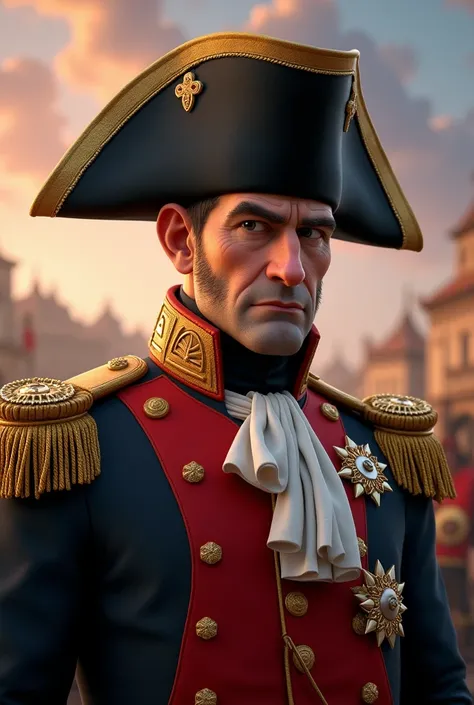 Napoleon, With his military hat, Realistic Pixar way 