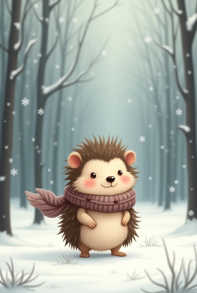 Cute hedgehog, Cold protection、Winter forest、