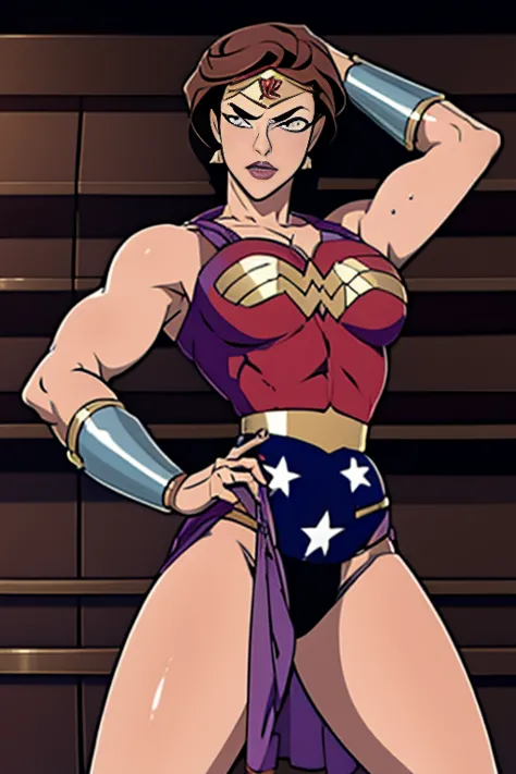 (High-definition CG), ( Best Quality ), (Iwatooshi), (Overall view)  With a cool and handsome face   ,  Beauty, 18 years old,    toned and muscular  ,   With a cool and handsome face   で, SharpEye,   Wonder Woman costume 