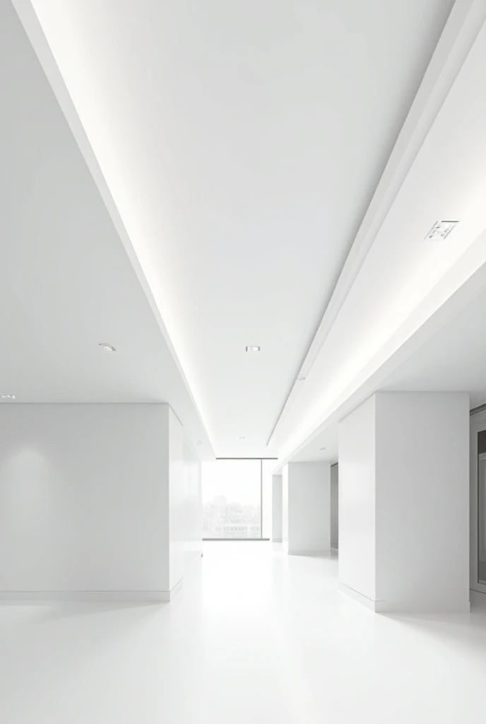 the interior of the office is in a modern style, with a smooth white ceiling