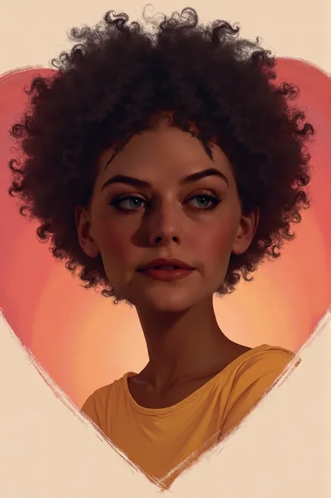 a african American girl with short curly hair, with a big hart around her