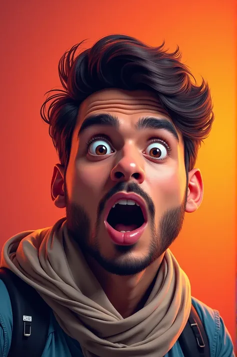 Prompt:"A YouTube thumbnail of a shocked young Pakistani
man with "[1 VS 1 only one tap guild test]" written on the side, choose vibrant colors"