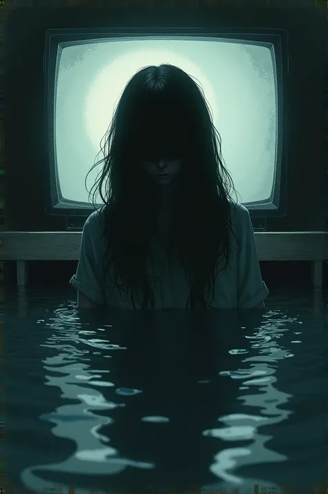 Convert the movie The Ring (Japanese version) on a poster / poster illustration 