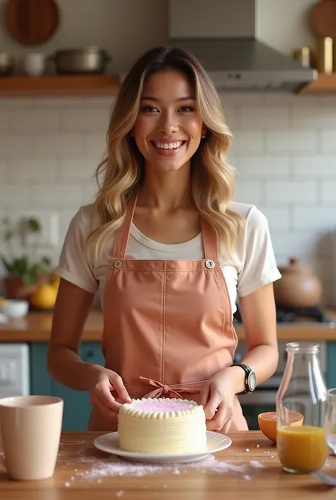 Heres a script for a cooking video with a unique and attractive approach, tailored for a model baking a delicious cake:

---

**[Scene 1: Introduction with Model - Vibrant Kitchen Setup]**

**Narration/Subtitle:** "Today, we’re diving into something sweet,...