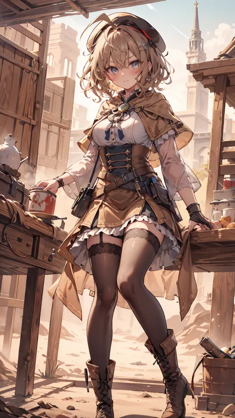 masterpiece, 1 girl, sparrow, a brown haired girl, wearing a medieval school clothes, curly short hair, messy hair, slim body, h...