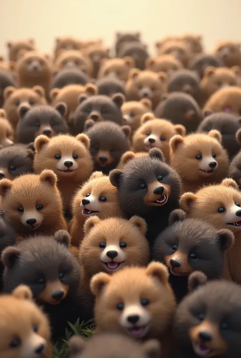 Little and cute cubs in full screen and there are so many of them