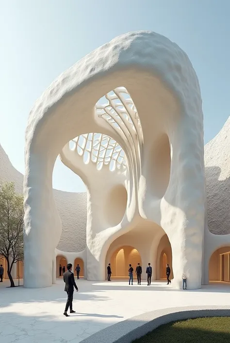 1 floor human ribs and bone structure inspired art pavilion 
