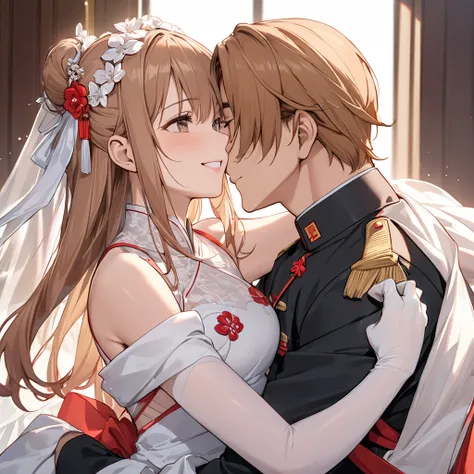 The woman who is a member of the Chinese Communist Party physically and mentally has beautiful bright brown hair, is Yuki Asuna, wears a Chinese bridal dress, pledges absolute loyalty and love, hugs and kisses a great Chinese Communist Party executive, and...