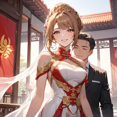  The woman who is a member of the Chinese Communist Party, both physically and mentally, is a beautiful light-brown Princess Leona, wears a Chinese bridal dress, and they have a wedding pledge of absolute loyalty and love to a great Chinese Communist Party...