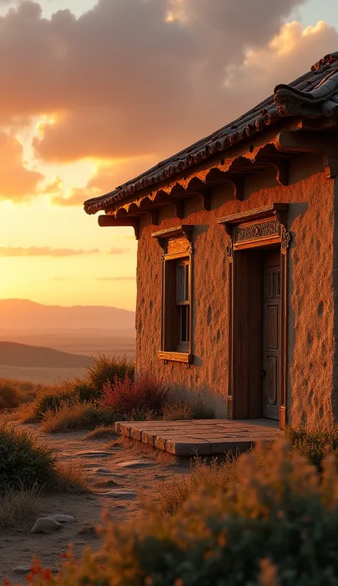 Kazakhstan Old traditional house 8k detailed image golden hour