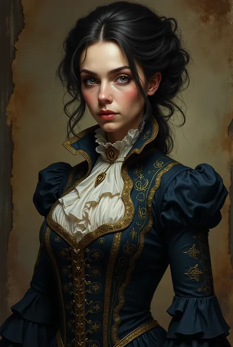 A highly detailed character portrait of Dr. Selene Vesper, a genius yet eccentric 18th-century scientist and self-reliant outsider in a dark, mysterious world inspired by "Sneaky Ville." Selene is both brilliant and unhinged, a misunderstood figure often s...