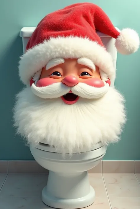 Give me an image of Santa Claus face to put on the toilet lid


