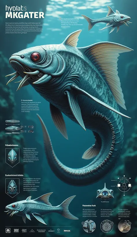 Future evolution hybrid animal, in infographic data, fish