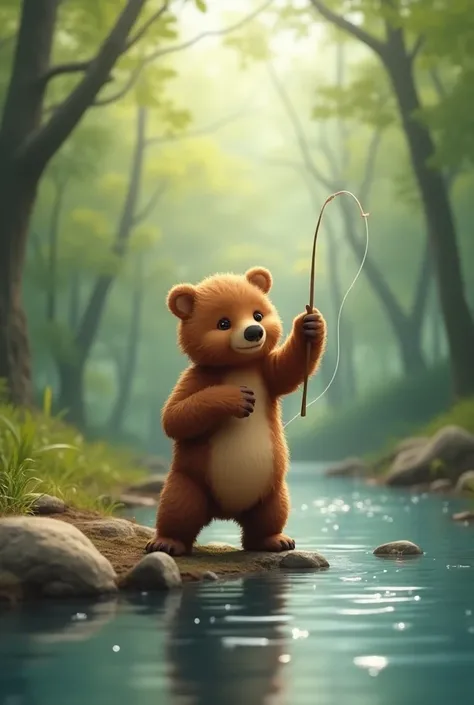 Baby bear fishing