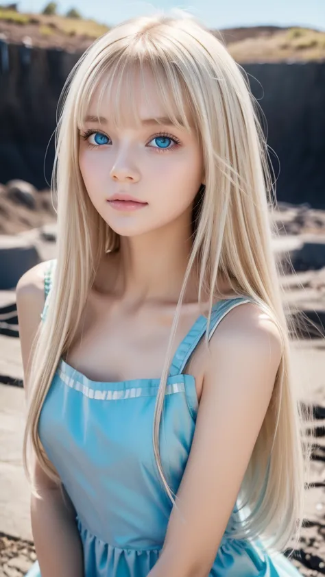 best quality、 super high definition、photograph、a stunning blonde beauty、かわいい女の子のphotograph、 detailed cute and beautiful face 、( ...