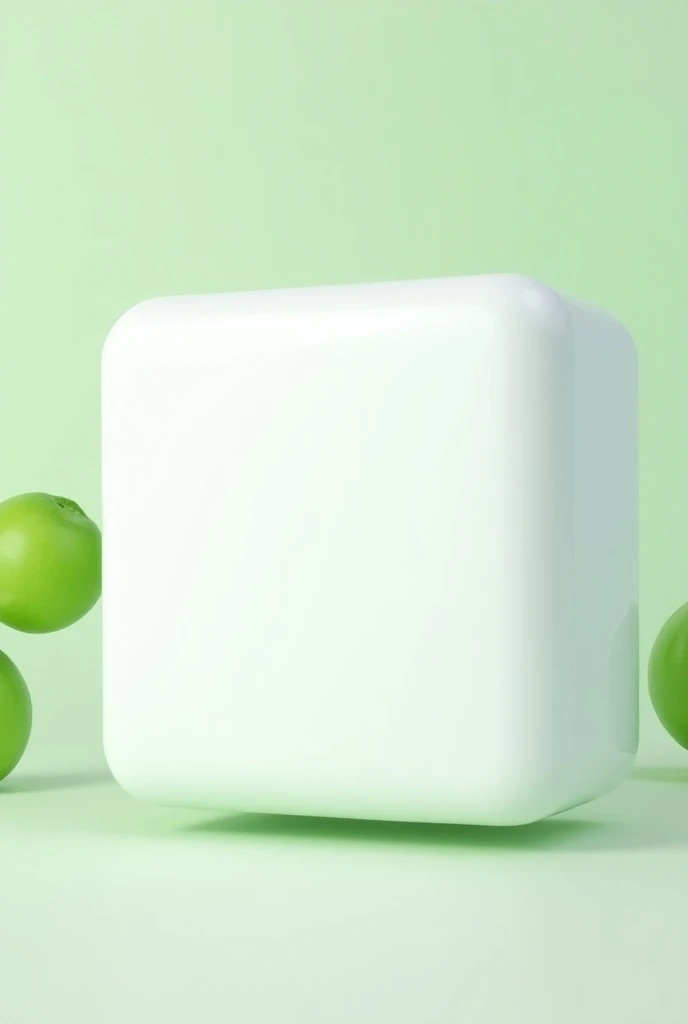  A white square with rounded ends with a laminated plastic texture with the vertices pointed north, south east and west.  Behind it are two green details, one on your left and the other on your right . The image looks like a symbol that appears in a dynami...