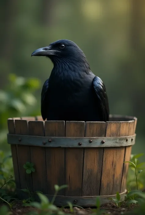 Crow in bucket