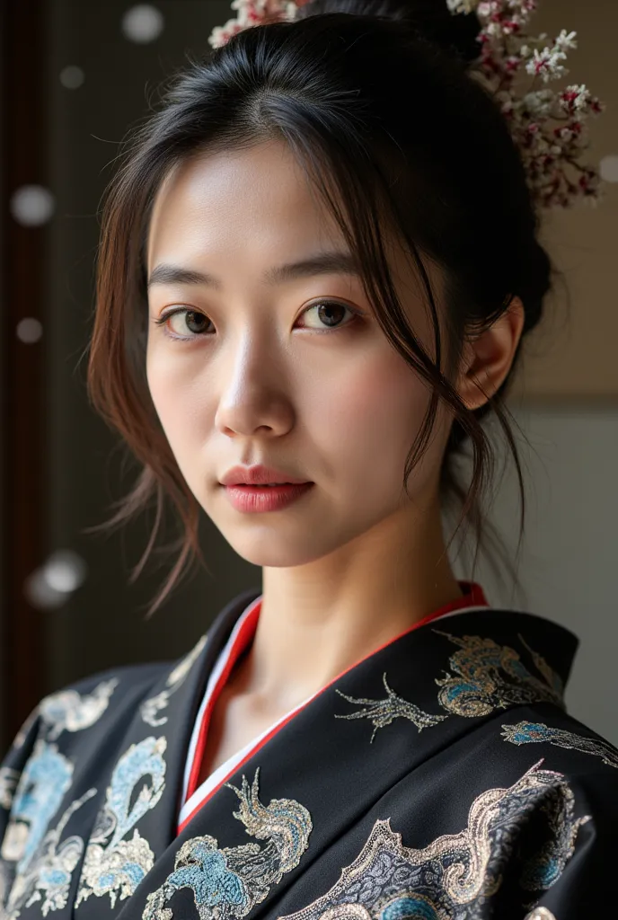 (beautiful model in japanese kimono commercial), (solo), ((face is 80% beauty and elegance, 20% pretty and cute:1.5)), (her root...