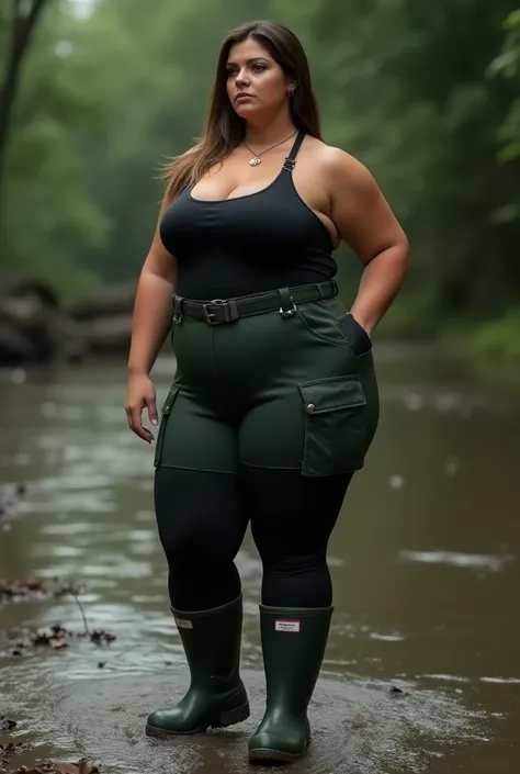 women bbw legging black rubber hunter boots waders green