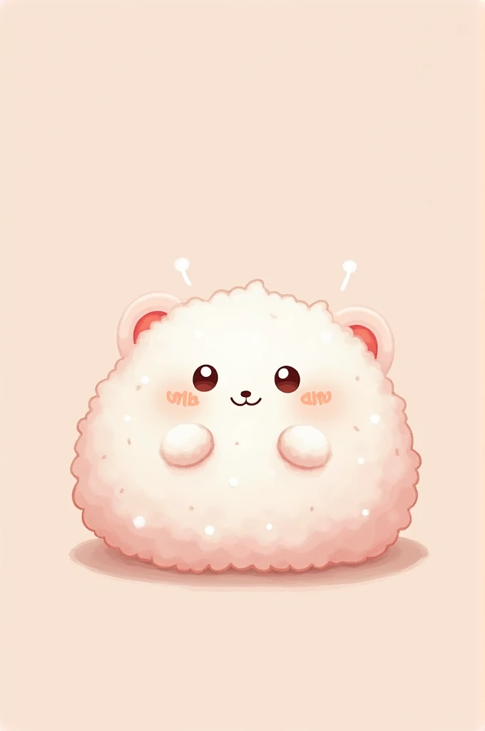 Fluffy rice character onigiri soft color all pink illustration with rice as a character