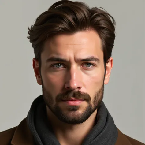 Portrait, man, 28 years old, brunette, with a beard, Slavic appearance