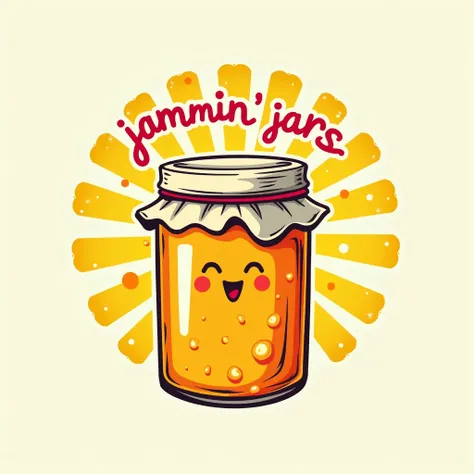 a logo for a mango jam small business with the motto "Jammin Jars: Sweet and Bright, Spread the Delight!"