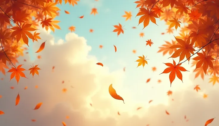 ((Best Quality)), ((masterpiece)), ( Details),Autumn leaves that are falling,Autumn sky