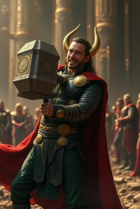 Loki stealing Thor Mjolnirs hammer