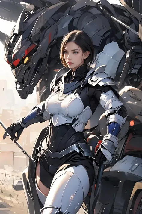 score_9, score_8_up, score_7_up, score_6_up, score_5_up,masterpiece,best quality,masterpiece,  (masterpiece:1.2, high quality),(( Ultra-realistic details )),(Female Soldier), plug suit with armor,(Shoulder armor, arm armor, elbow armor, knee armor), ( Blac...