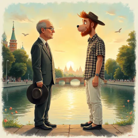 One spring day, at an unusually hot sunset, two citizens appeared in Moscow, on Patriarchs Ponds. The first of them, dressed in a gray summer suit, was short, plump, bald, carried his decent pie-shaped hat in his hand, and on his well-shaven face were supe...