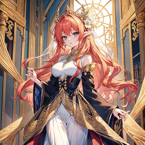  high quality, masterpiece,  Delicate hair  ,  DELICATE EYES FULL OF DECISION,  Delicate hair  , ((masterpiece, 最 high quality)),  high quality, masterpiece,  Delicate hair  ,  DELICATE EYES FULL OF DECISION, Elf Queen, Elf Ears, woman, Sharp golden eyes, ...