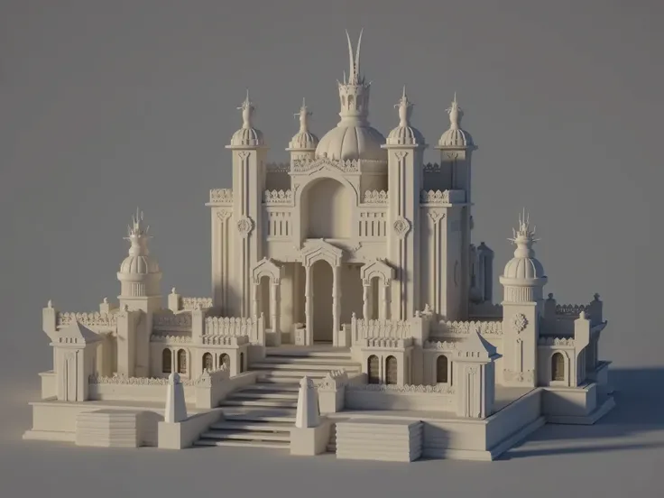  In a 3D rendering global physical lighting PBR Iray NVIDIA RTX , uma representação em escala gigantesca em  White background para referência 3D Game Dev ultra-realista,  White background, Create a Block Palace , without people, ultra-realistic 3D renderin...