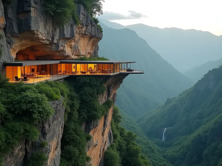 Imagine a breathtaking house built seamlessly into the rocky face of Auyantepui, one of Venezuela’s most awe-inspiring tabletop mountains. This architectural marvel is designed to blend into the mountains landscape, making it appear as though it is a natur...