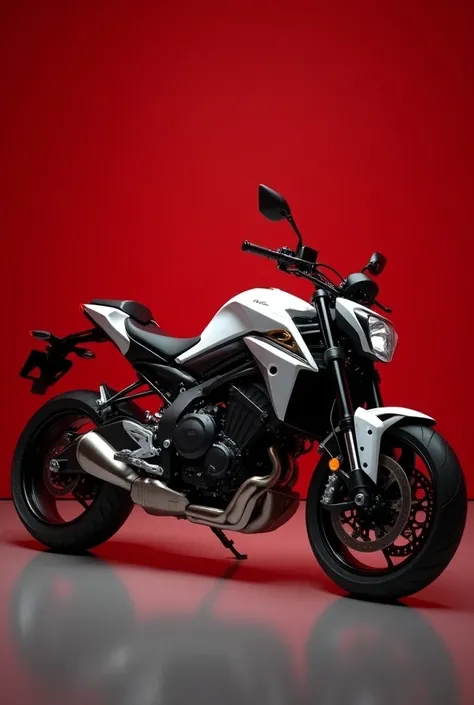 The realstic high quality 4K ultra image.colour white in showroom view red wall dosree side view 2025 Yamaha MT-09 SP white colour hoo bike ka dosree side ka view hoo