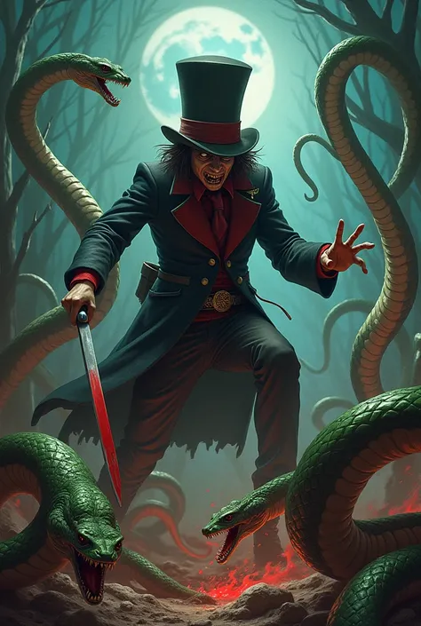 Crazy hatter killing snakes from the game Little Big Snake 