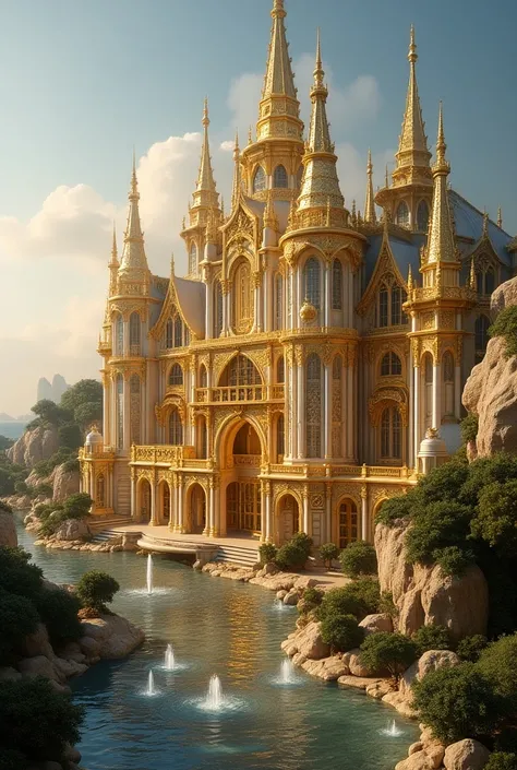 A palace huge palace fully made up of diamond add diamond stones in it 

Show me the kitchen made out of pure gold now 