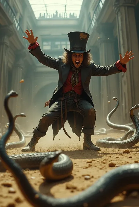 Crazy hatter in the arena killing snakes from the game Little Big Snake 