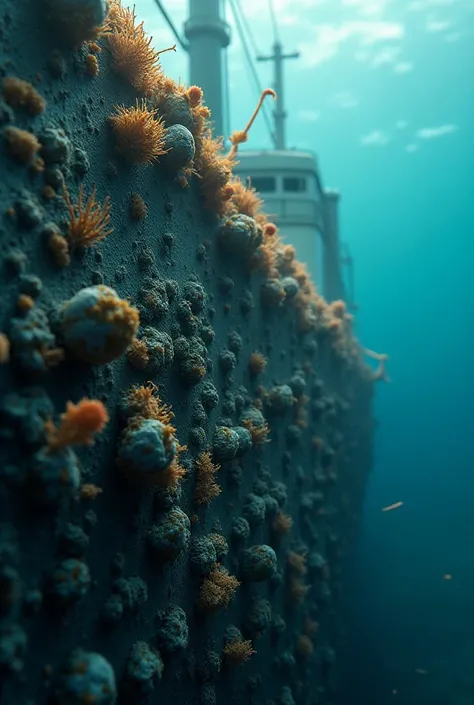  bio fouling in marine environment on ship animated picture but in PNG
